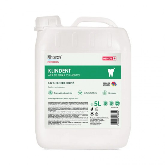 KLINDENT Apa de gura profesionala cu Clorhexidina 0,12% 5L KLINDENT Apa de gura profesionala cu Clorhexidina 0,12% 5L