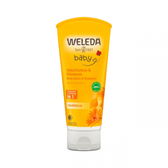 Lotiune de curatare si sampon Weleda Baby Bio pentru bebelusi copii si adulti cu piele sensibila, 200 ml Lotiune de curatare si sampon Weleda Baby Bio pentru bebelusi copii si adulti cu piele sensibila, 200 ml