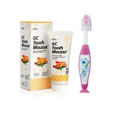 Set crema topica pe baza de apa GC TOOTH MOUSSE, tutti frutti, 40g si periuta copii 0-7 ani roz Set crema topica pe baza de apa GC TOOTH MOUSSE, tutti frutti, 40g si periuta copii 0-7 ani roz